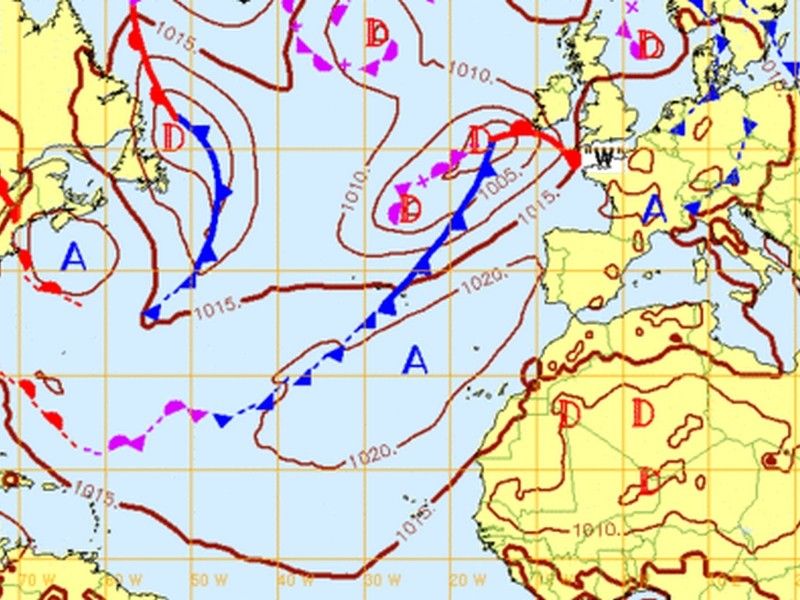 Le D placé sur les cartes météo correspond à :